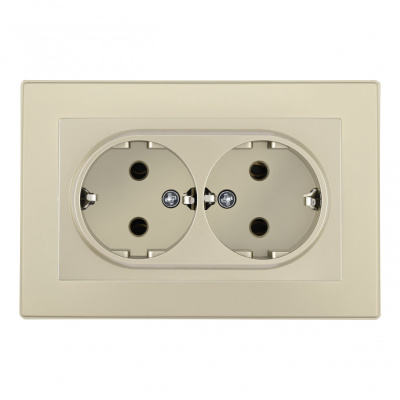 Розетка двойная с/з и шторками Arte Milano SET06-double-40-2 shampan