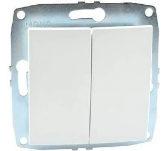 Выключатель двухклавишный проходной Mono Electric Despina-Larissa 10А 250В белый 500-001923-111