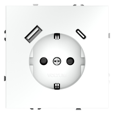 Розетка с USB, A+C Voltum S70 VLS040502 (белый матовый)