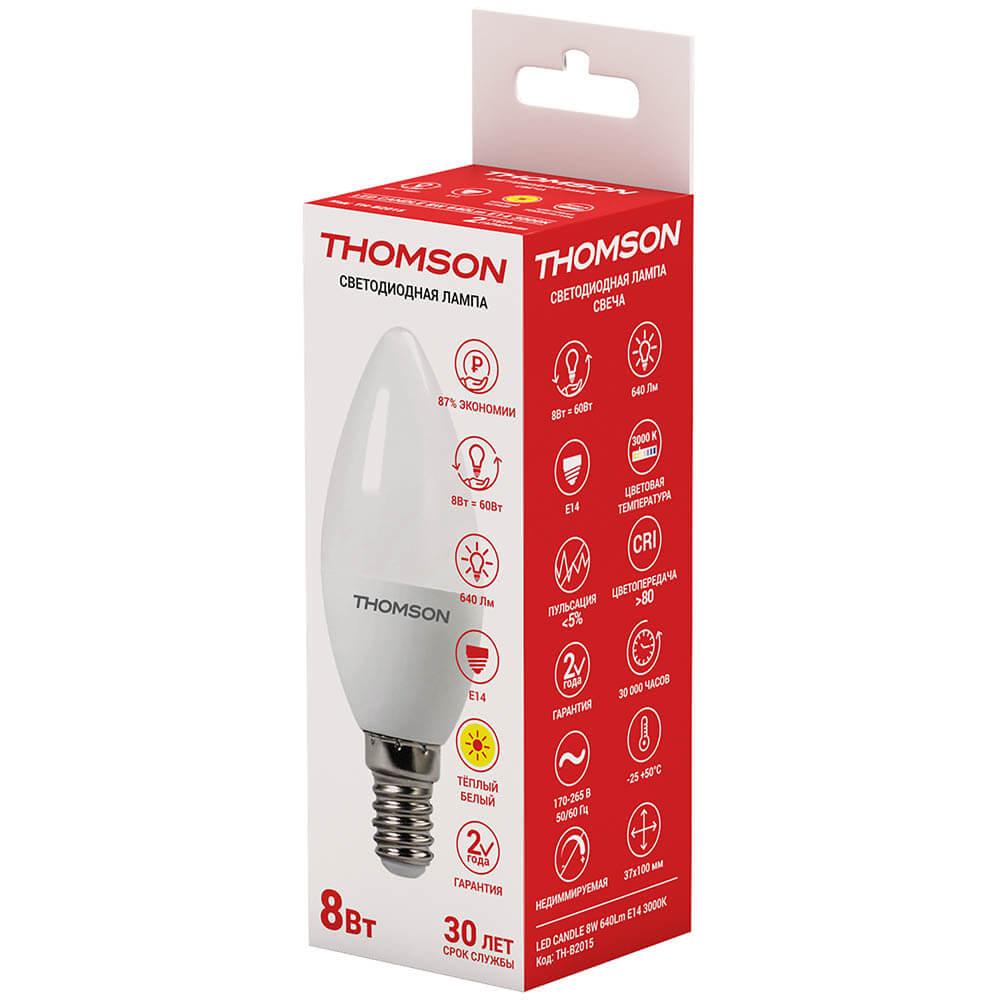 Лампа светодиодная Thomson E14 8W 3000K свеча матовая TH-B2015