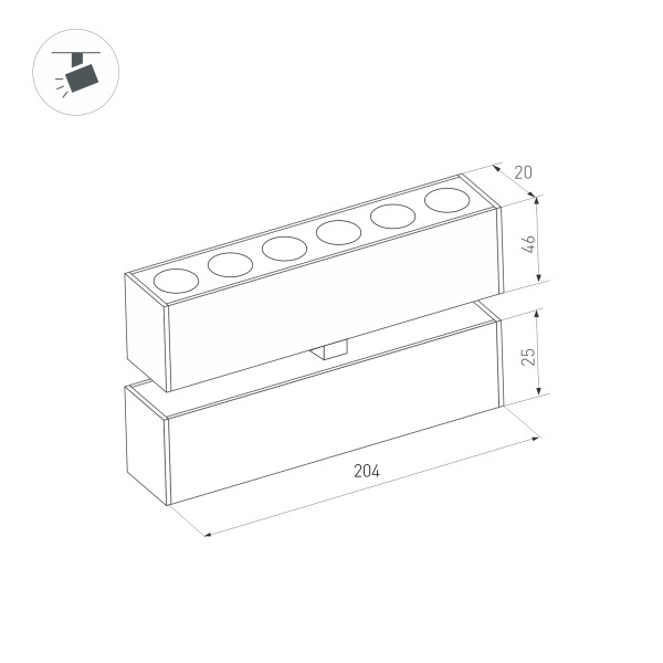 Трековый светильник Arlight Mag-Dots-FOLD-25-S200-6W Day4000 033725