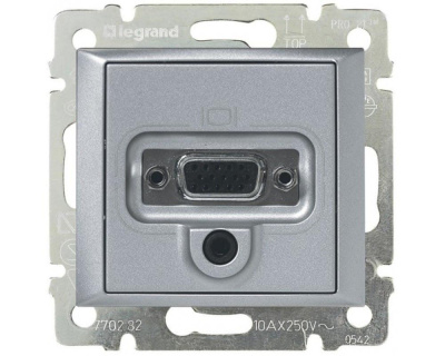 Розетка аудио/видео HD15+Jack3.5 Legrand Valena алюминий 770282