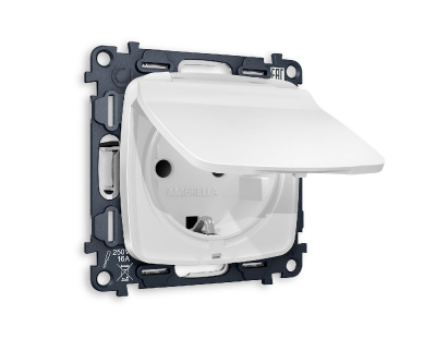 Комплект механизма розетки с/з со шторками и крышкой Ambrella Volt Omega MO128010