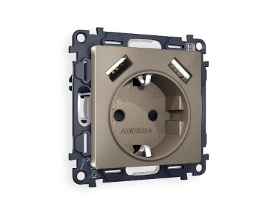 Комплект механизма розетки 2USB A+A 18W (быстрая зарядка) с/з Ambrella Volt Alfa MA639010