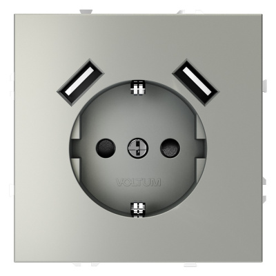 Розетка с USB, А+А Voltum S70 VLS040405 (сталь)