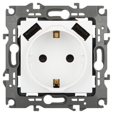 Розетка со шторами и 2 USB Эра 12-4109-01М Б0065728