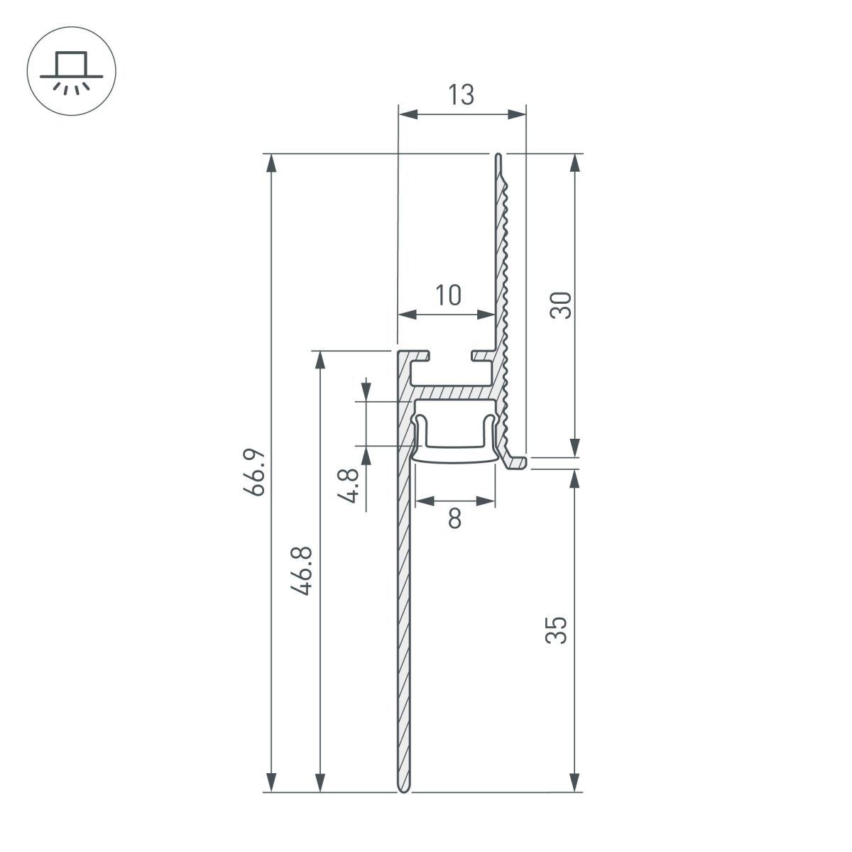Профиль Arlight PLINTUS-FANTOM-BENT-H35-SIDE-2000 BLACK 043676(1)