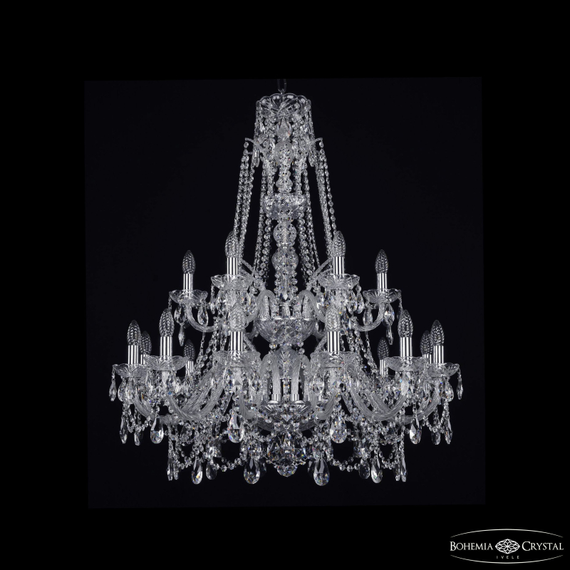 Подвесная люстра Bohemia Ivele Crystal 1411/12+6/300/XL-99/2d Ni
