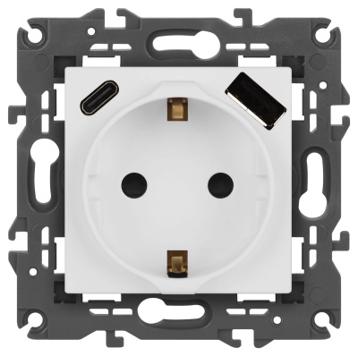 Розетка со шторками с USB type-A+C Эра Elegance 14-4108-01М Б0067710