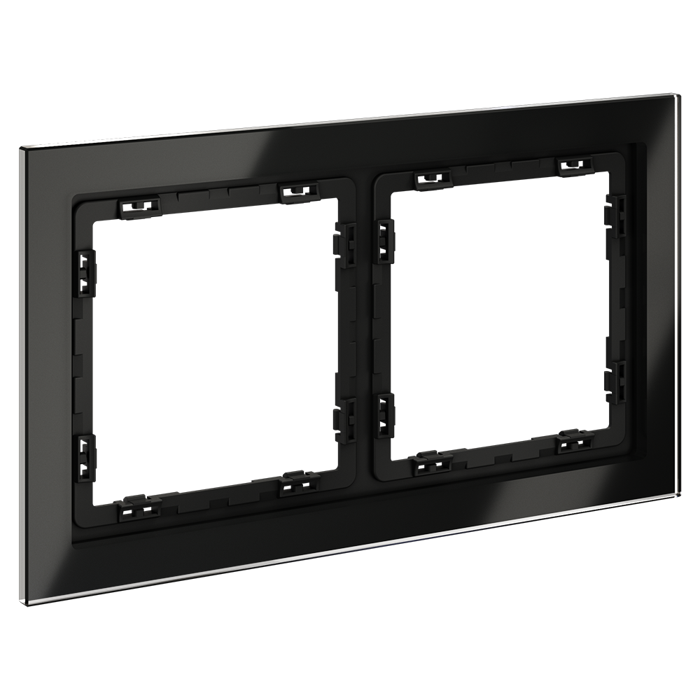 Рамка на 2 поста Voltum S70 VLS110208 (черный,стекло)