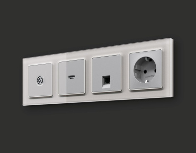 Комплект механизм TV розетки оконечной экранированной 5-1000MHz 3dB Alfa Серебро глянец Quant Ambrella Volt MA413005 (AP4130, VM199)