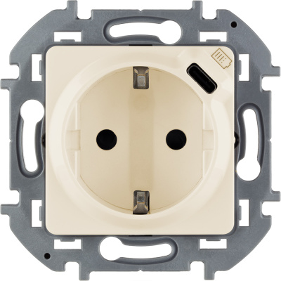 Розетка с/з с USB тип C со шторками Legrand Inspiria 673771