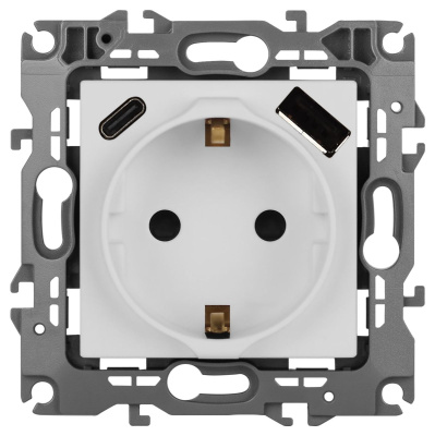 Розетка со шторками с USB type-A+C Эра 12-4108-01М Б0067711