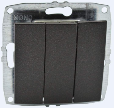 Выключатель трехклавишный Mono Electric Despina-Larissa 10А 250В графит 500-002022-114
