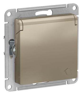 Розетка с заземлением со шторками и крышкой Schneider Electric Atlas design ATN000546