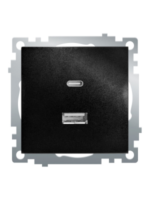 Розетка 2-местная USB + type C Stekker Катрин GLS10-7116-05 50055