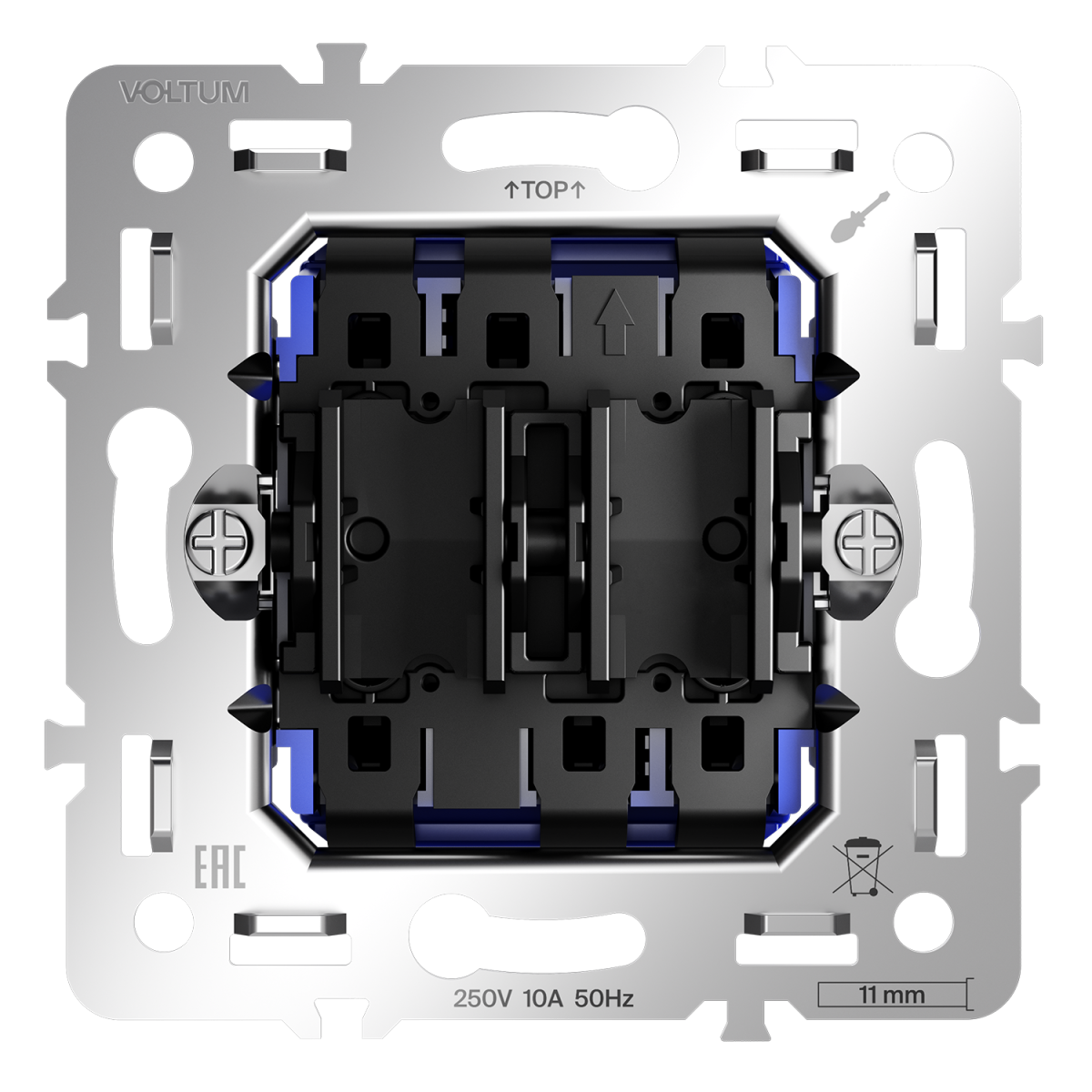Механизм проходного переключателя двухклавишного 10А Voltum S70 VLS0203M