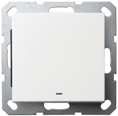 Выключатель одноклавишный проходной Jasmart со светодиодом с накладкой 10A 250V белый глянцевый G3012NW