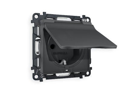 Комплект механизма розетки с/з со шторками и крышкой Ambrella Volt Alfa MA908010