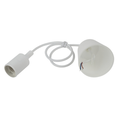 Патрон ЭРА Е27 с подвесом пластиковый PTR/P-E27-PLA-WH-CAB Б0048038