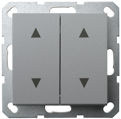 Выключатель одноклавишный Jasmart для жалюзи в комплекте с накладкой 10A 250V цвет алюминий G3018S