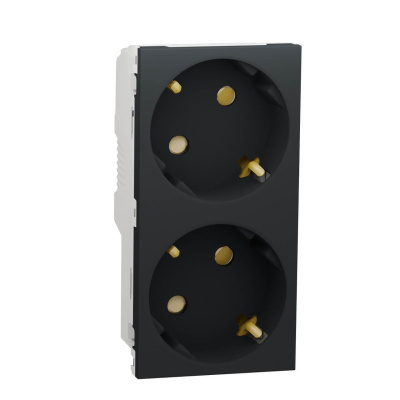 Розетка двойная Schneider Electric Unica New Modular с/з со шторками NU306754A