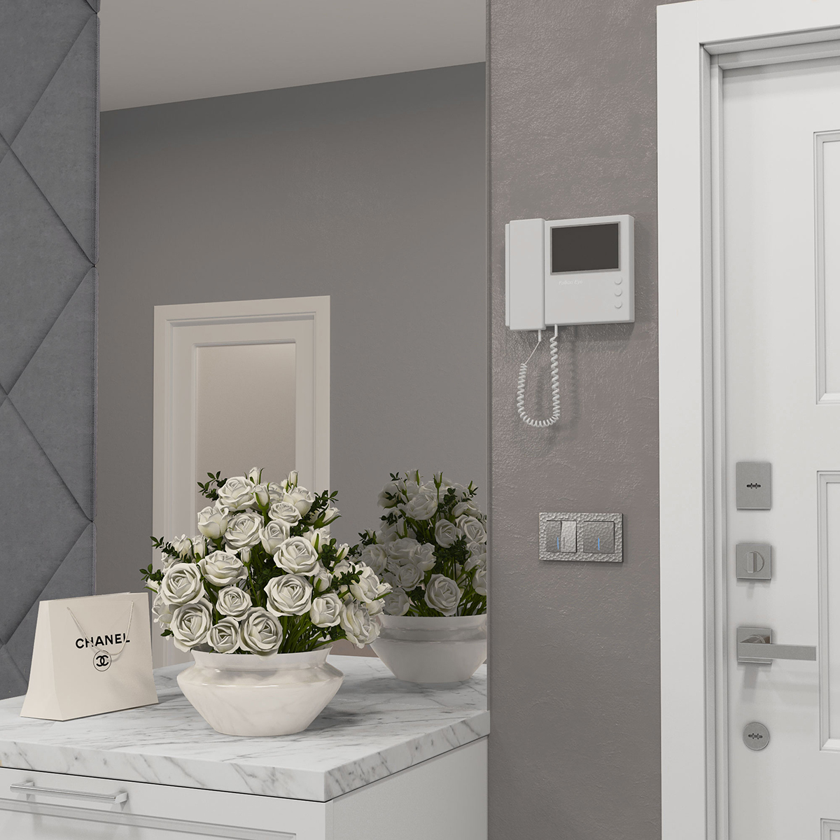 Выключатель Werkel Hammer двухклавишный проходной с подсветкой серебряный W1222106 4690389162633