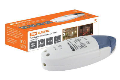 Трансформатор электронный диммируемый TDM Electric 12V 20-60W IP33 5A ТЭ-60 SQ0360-0010