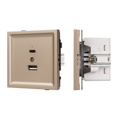 Механизм USB розетки Arlight SCT-TENDO-MUAC-PL-GD (5V, 3A, QC3) 054097