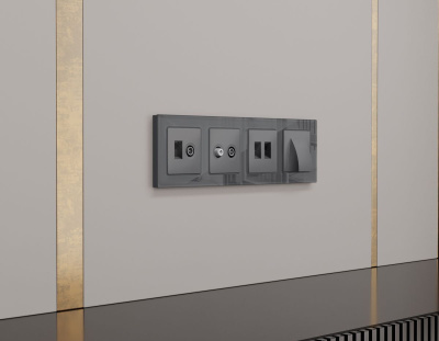 Лицевая панель Alfa (Антрацит серый) для вывода кабеля Quant Ambrella Volt AP6658