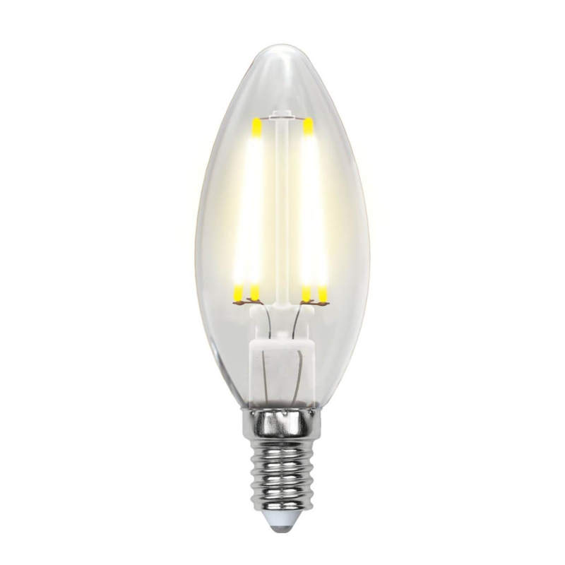 Лампа светодиодная филаментная (UL-00001373) Uniel E14 6W 4000K прозрачная LED-C35-6W/NW/E14/CL PLS02WH