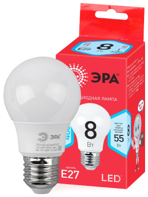 Лампа светодиодная Эра E27 8W 4000K ECO LED A55-8W-840-E27 Б0032096