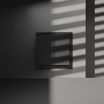 Выключатель встраиваемый Voltum S70 для жалюзи 10А, (черный матовый) VLS020708