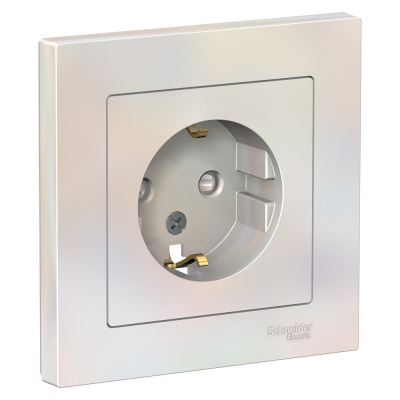 Розетка с/з со шторками, 16А Systeme Electric AtlasDesign Жемчуг ATN000444