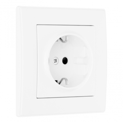 Комплект розетки с/з и шторками и рамкой Arte Milano SET06-1-40-1 white