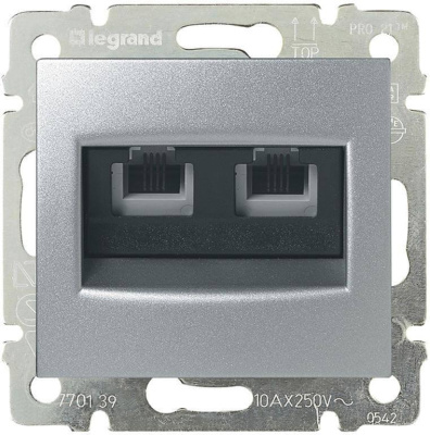 Розетка телефонная 2хRJ11 Legrand Valena алюминий 770139
