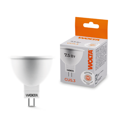 Светодиодная лампа WOLTA 7.5Вт 4000K GU5.3 матовая 25SMR16-220-7.5GU5.3