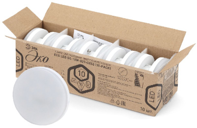 Лампа светодиодная Эра GX53 10W 4000K ECO LED GX-10W-840-GX53 (10-PACK) Б0036550