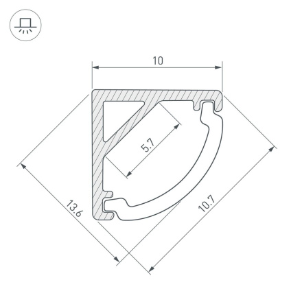 Алюминиевый профиль Arlight ARH-Kant-H10-2000 Anod 036321