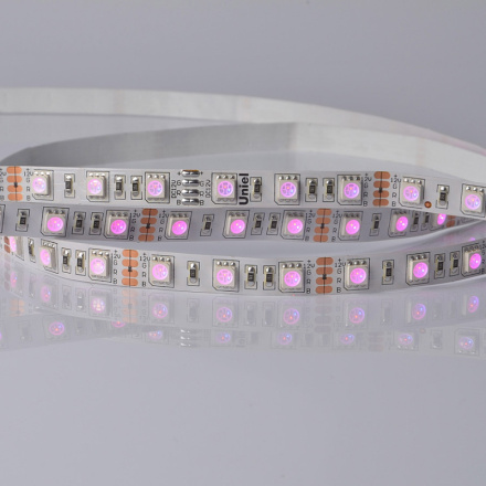 Светодиодная лента Uniel ULS-5050-60LED/m-10mm-IP20-DC24V-14,4W/m-5M-RGB катушка в герметичной упаковке