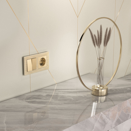 Выключатель двухклавишный проходной Werkel шампань W1122011 4690389157141