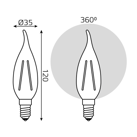 Лампа светодиодная Gauss Filament E14 7W 4100K 104901207T