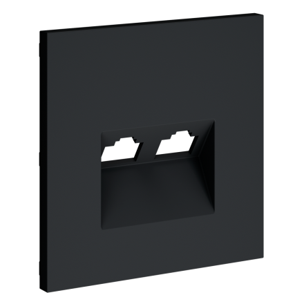 Накладка для розетки компьютерной двойной RJ45+RJ45 кат.6 Voltum S70 (графит) VLS001407