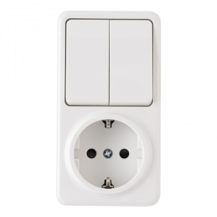 Розетка с заземлением и шторками + выключатель двухклавишный Arte Milano 310.53-1.white