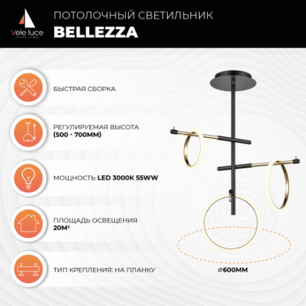Люстра на штанге Vele Luce Bellezza VL7262L03