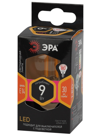 Лампа светодиодная Эра E14 9W 2700K F-LED P45-9w-827-E14 Б0047020