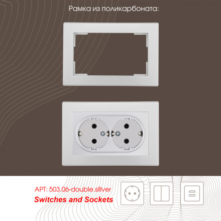 Розетка двойная с заземлением Arte Milano 206.40-2.silver