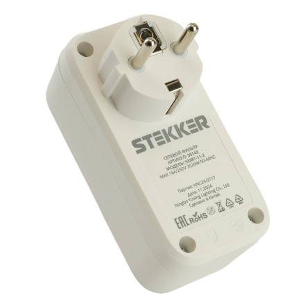 Сетевой фильтр 1-местный с/з с выключателем Stekker Nova HM81-11-2 50143