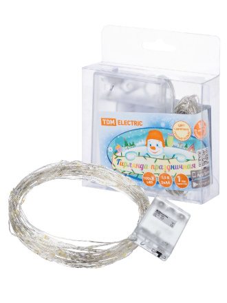 Светодиодная гирлянда TDM Electric Роса100 3хАА теплый белый без мерцания SQ0361-0053