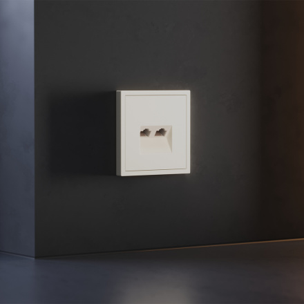 Накладка для розетки компьютерной двойной RJ45+RJ45 кат.6 Voltum S70 (хлопок) VLS001413